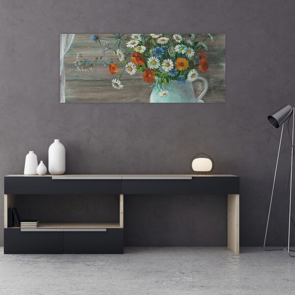 Slika - Travniške rože, oljna slika (120x50 cm)