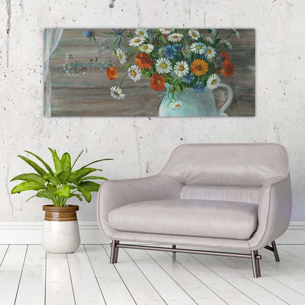 Slika - Travniške rože, oljna slika (120x50 cm)