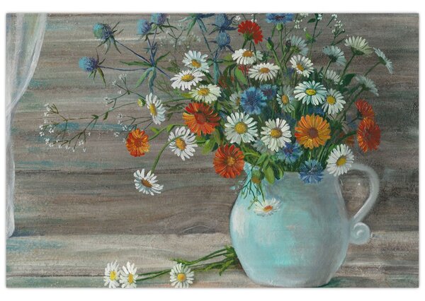 Slika - Travniške rože, oljna slika (90x60 cm)