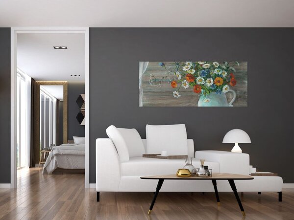 Slika - Travniške rože, oljna slika (120x50 cm)