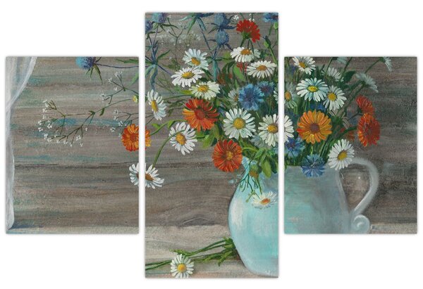 Slika - Travniške rože, oljna slika (90x60 cm)