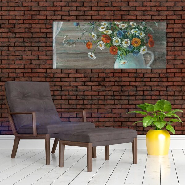 Slika - Travniške rože, oljna slika (120x50 cm)
