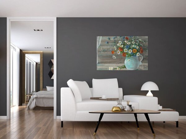 Slika - Travniške rože, oljna slika (90x60 cm)
