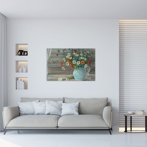 Slika - Travniške rože, oljna slika (90x60 cm)