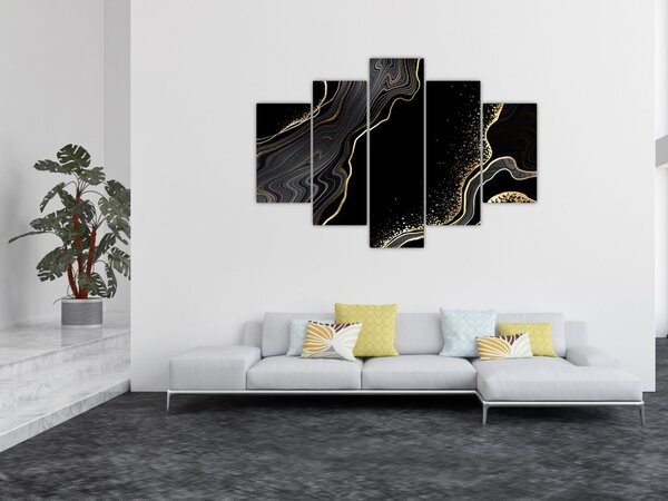 Poslikava - Črno-zlati marmor (150x105 cm)