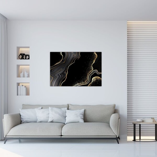 Poslikava - Črno-zlati marmor (90x60 cm)