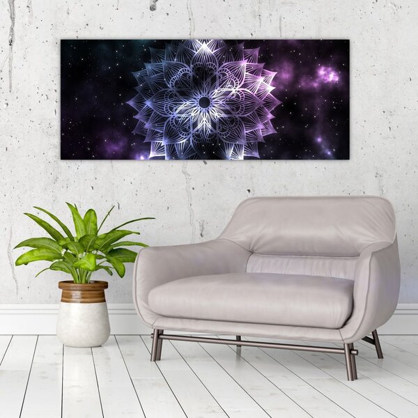 Slika - Lotusova mandala v vesolju (120x50 cm)