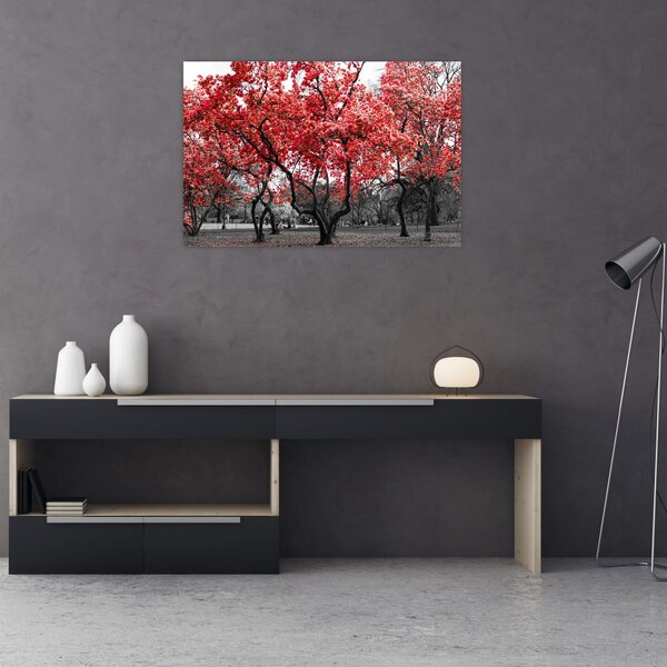 Slika - Rdeča drevesa, Central Park, New York (90x60 cm)