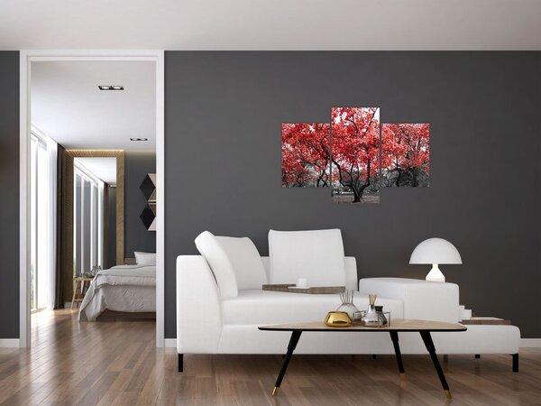 Slika - Rdeča drevesa, Central Park, New York (90x60 cm)