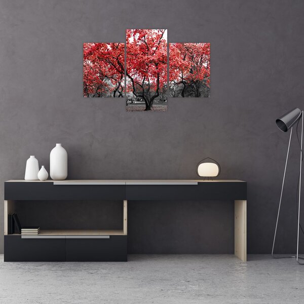 Slika - Rdeča drevesa, Central Park, New York (90x60 cm)