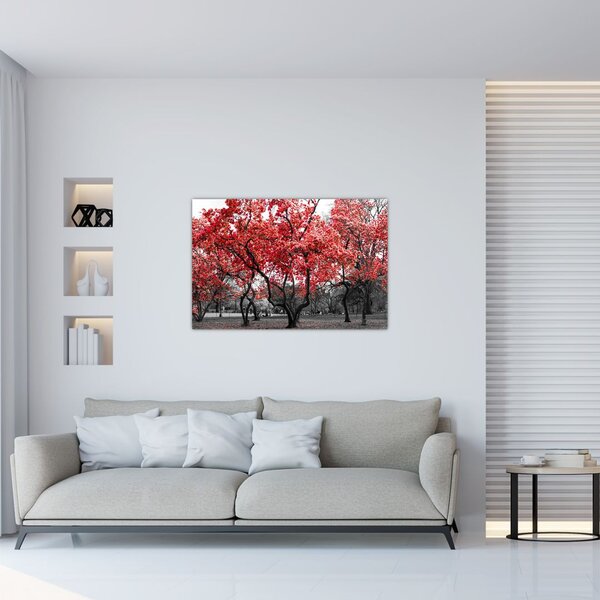 Slika - Rdeča drevesa, Central Park, New York (90x60 cm)