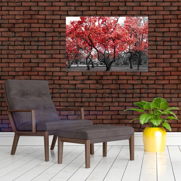 Slika - Rdeča drevesa, Central Park, New York (90x60 cm)