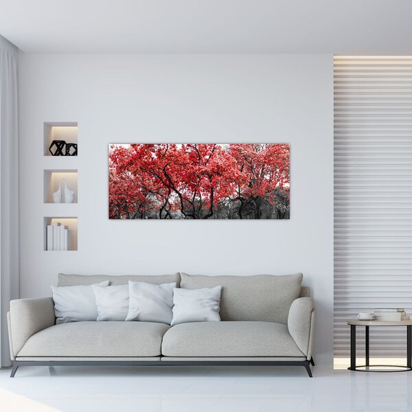 Slika - Rdeča drevesa, Central Park, New York (120x50 cm)