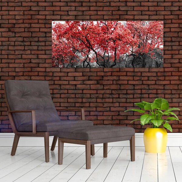Slika - Rdeča drevesa, Central Park, New York (120x50 cm)