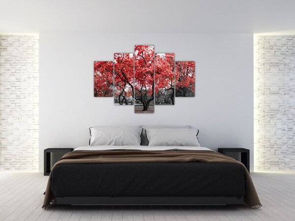 Slika - Rdeča drevesa, Central Park, New York (150x105 cm)