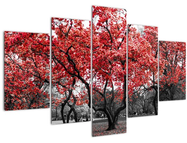 Slika - Rdeča drevesa, Central Park, New York (150x105 cm)
