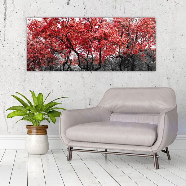 Slika - Rdeča drevesa, Central Park, New York (120x50 cm)