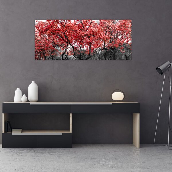 Slika - Rdeča drevesa, Central Park, New York (120x50 cm)