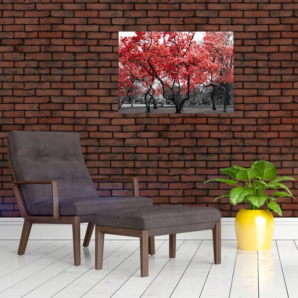 Slika - Rdeča drevesa, Central Park, New York (70x50 cm)