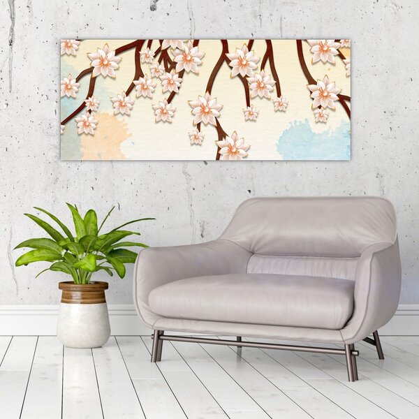 Slika - Rože na vejah, pisane (120x50 cm)