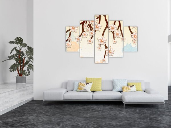 Slika - Rože na vejah, pisane (150x105 cm)