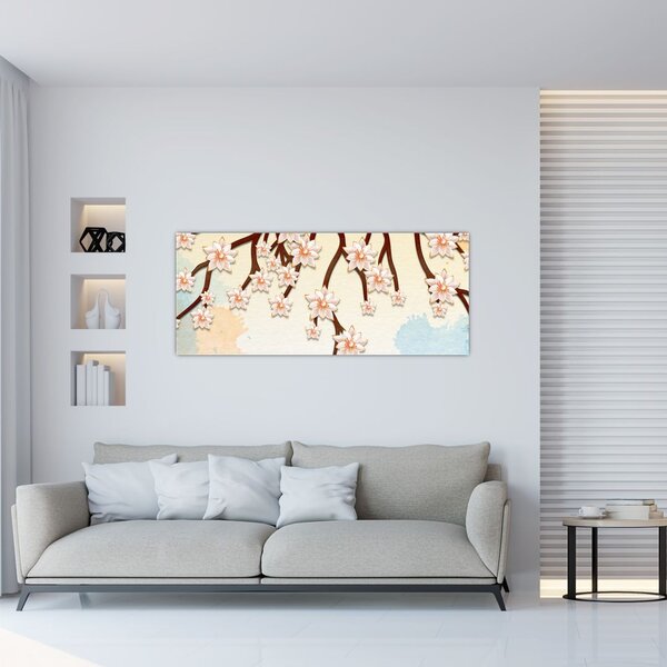 Slika - Rože na vejah, pisane (120x50 cm)