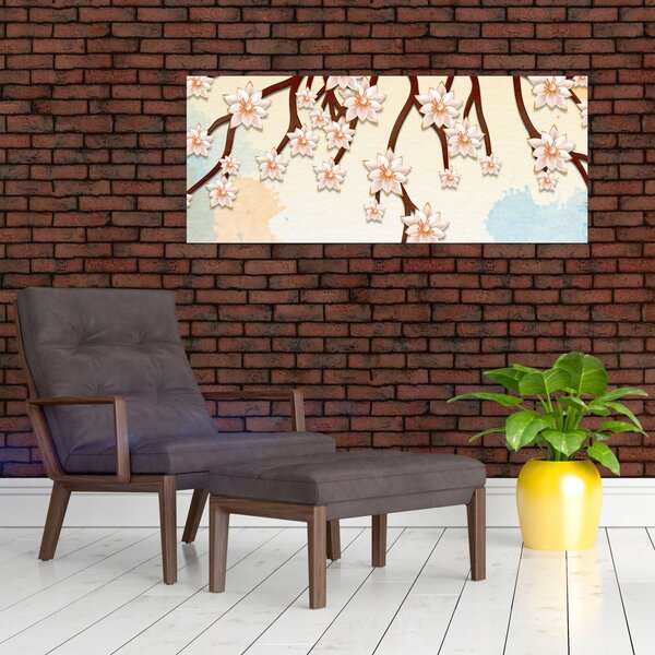 Slika - Rože na vejah, pisane (120x50 cm)