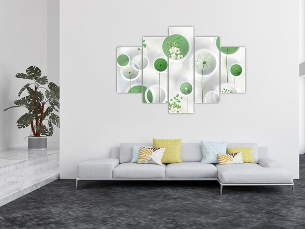 Slika - Rože v krogih (150x105 cm)