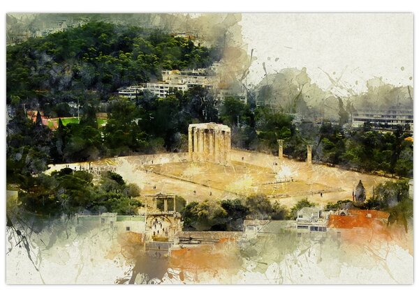 Slika - Zeusov tempelj, Atene, Grčija (90x60 cm)