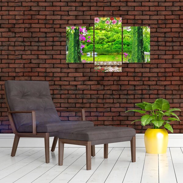 Slika - Čarobni vrt z labodi (90x60 cm)
