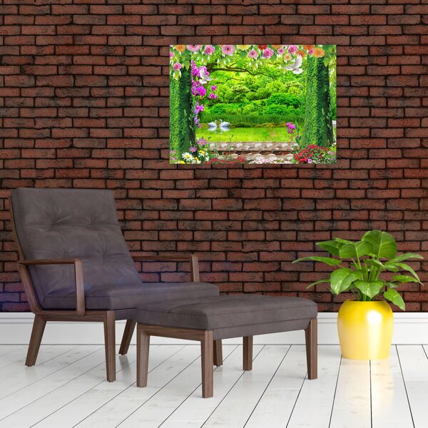 Slika - Čarobni vrt z labodi (70x50 cm)