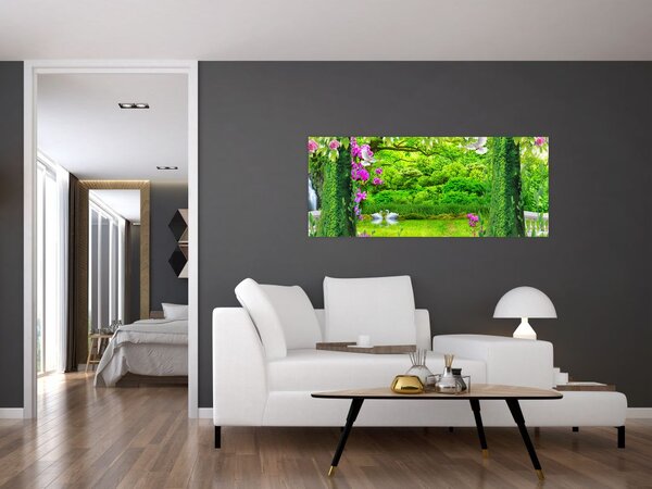 Slika - Čarobni vrt z labodi (120x50 cm)