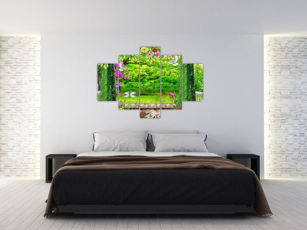 Slika - Čarobni vrt z labodi (150x105 cm)