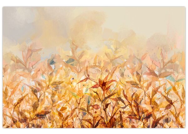 Slika - Listje v jesenskih barvah, oljna slika (90x60 cm)