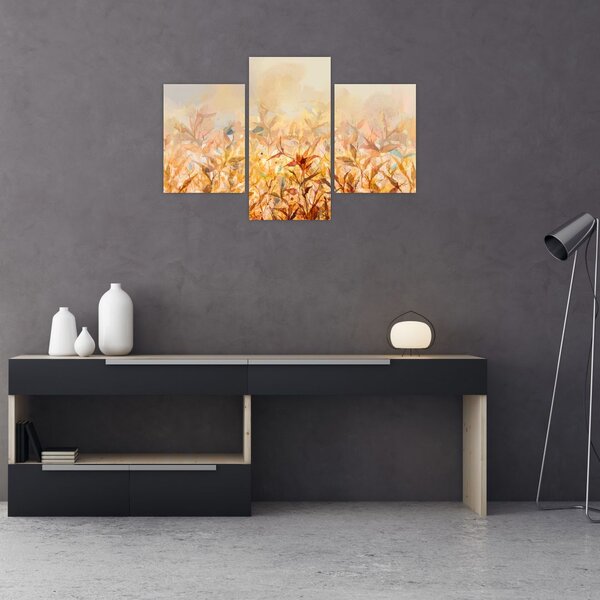Slika - Listje v jesenskih barvah, oljna slika (90x60 cm)