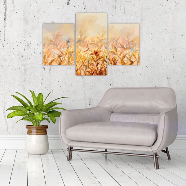 Slika - Listje v jesenskih barvah, oljna slika (90x60 cm)
