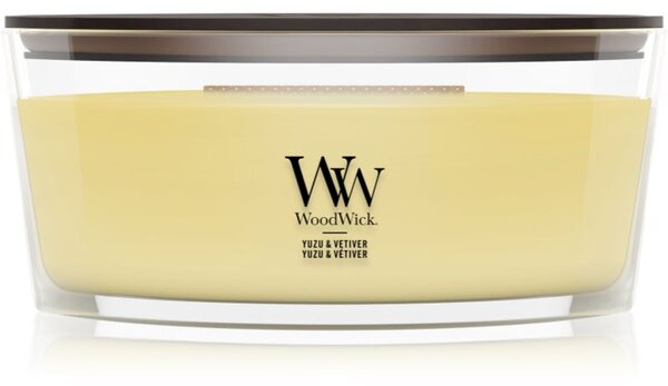 Woodwick Yuzu & Vetiver mirisna svijeća s drvenim fitiljem 453.6 g