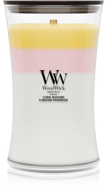 Woodwick Trilogy Floral Blossoms mirisna svijeća s drvenim fitiljem 610 g