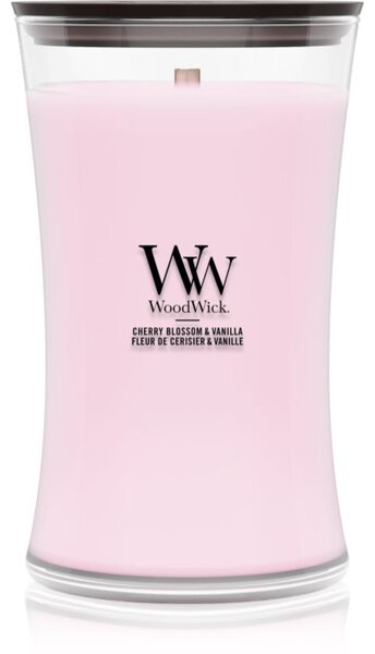 Woodwick Cherry Blossom & Vanilla mirisna svijeća s drvenim fitiljem 610 g