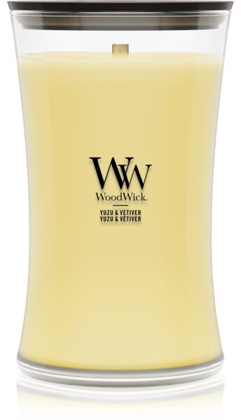 Woodwick Yuzu & Vetiver mirisna svijeća s drvenim fitiljem 610 g