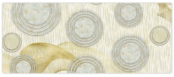 Slika - Abstrakcija, marmorni krogi (120x50 cm)