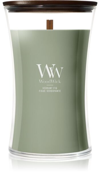 Woodwick Verdant Fig mirisna svijeća s drvenim fitiljem 610 g