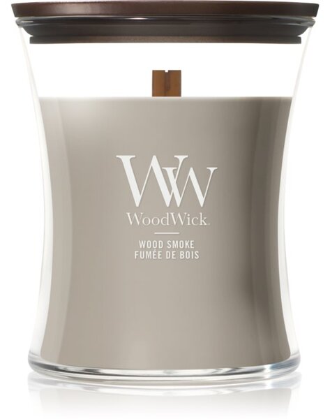 Woodwick Wood Smoke mirisna svijeća s drvenim fitiljem 275 g