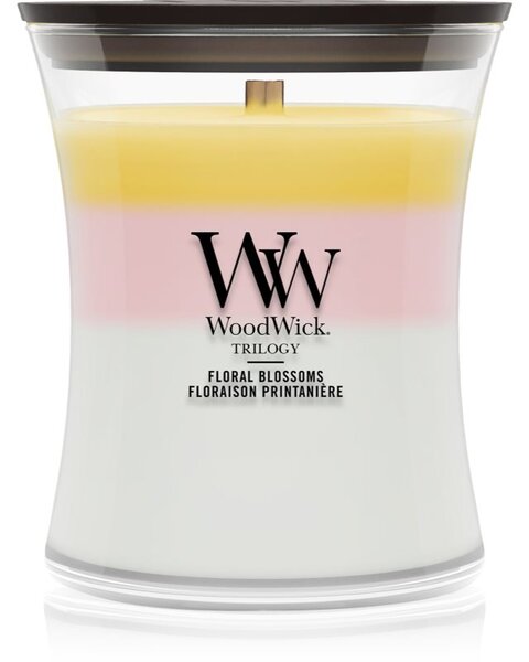 Woodwick Trilogy Floral Blossoms mirisna svijeća s drvenim fitiljem 275 g