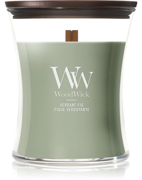 Woodwick Verdant Fig mirisna svijeća s drvenim fitiljem 275 g