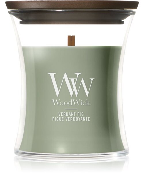 Woodwick Verdant Fig mirisna svijeća s drvenim fitiljem 85 g