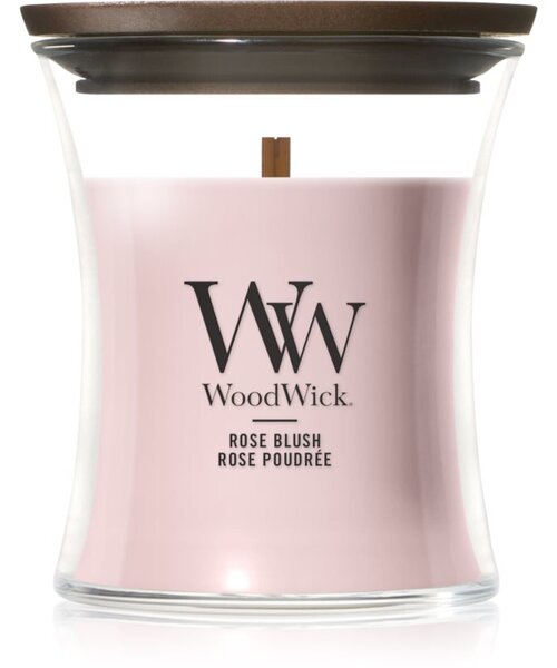 Woodwick Rose Blush mirisna svijeća s drvenim fitiljem 85 g