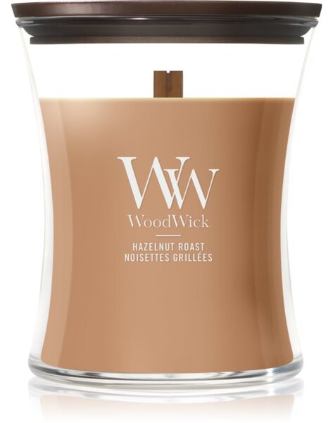 Woodwick Hazelnut Roast mirisna svijeća s drvenim fitiljem 275 g