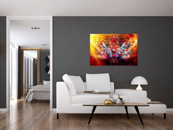 Slika - Merkaba s krili, abstrakcija (90x60 cm)