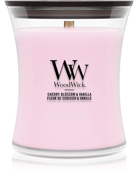 Woodwick Cherry Blossom & Vanilla mirisna svijeća s drvenim fitiljem 275 g